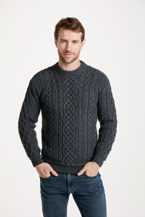 Pull Aran pour homme Inishturk - Gris