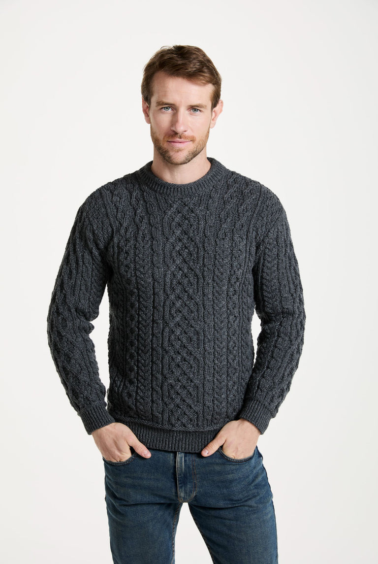 Inishturk Mens Aran Sweater - Grey