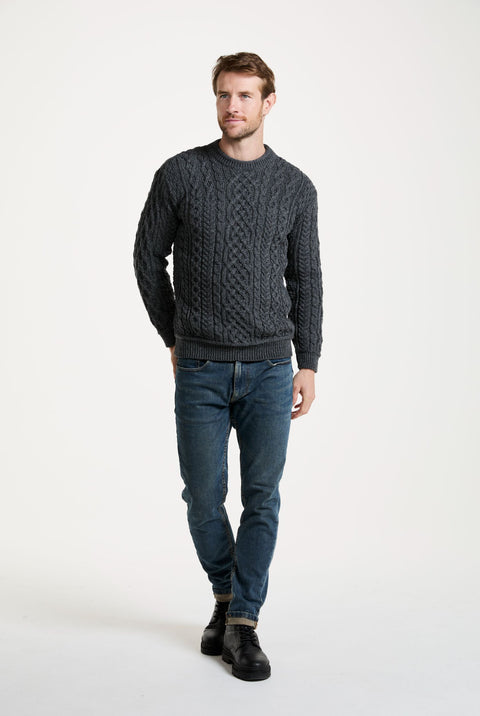 Pull Aran pour homme Inishturk - Gris