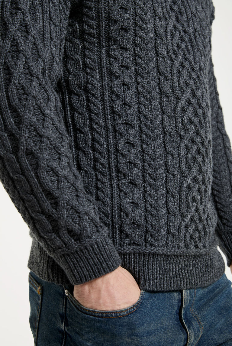 Pull Aran pour homme Inishturk - Gris