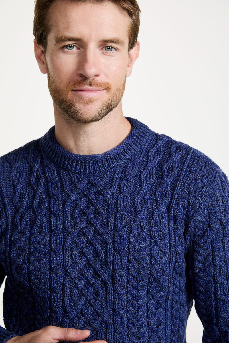 Merino wool jumper, men's sweater, made in Ireland, knitwear, aran, crew neck sweater, Irish sweater, navy, Pullover, wool jumper