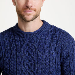Inishturk Herren Aran Pullover - Marineblau