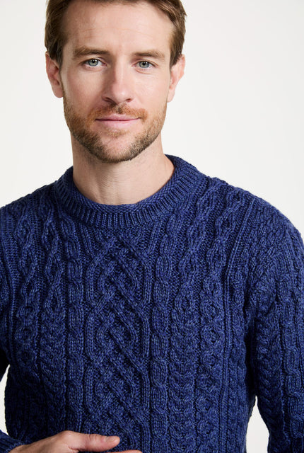 Merino wool jumper, men's sweater, made in Ireland, knitwear, aran, crew neck sweater, Irish sweater, navy, Pullover, wool jumper