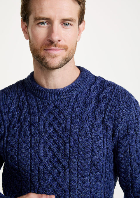 Merino wool jumper, men's sweater, made in Ireland, knitwear, aran, crew neck sweater, Irish sweater, navy, Pullover, wool jumper