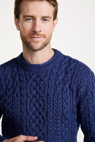 Merino wool jumper, men's sweater, made in Ireland, knitwear, aran, crew neck sweater, Irish sweater, navy, Pullover, wool jumper