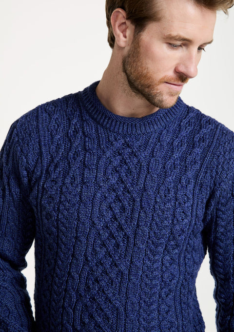 Merino wool jumper, men's sweater, made in Ireland, knitwear, aran, crew neck sweater, Irish sweater, navy, Pullover, wool jumper