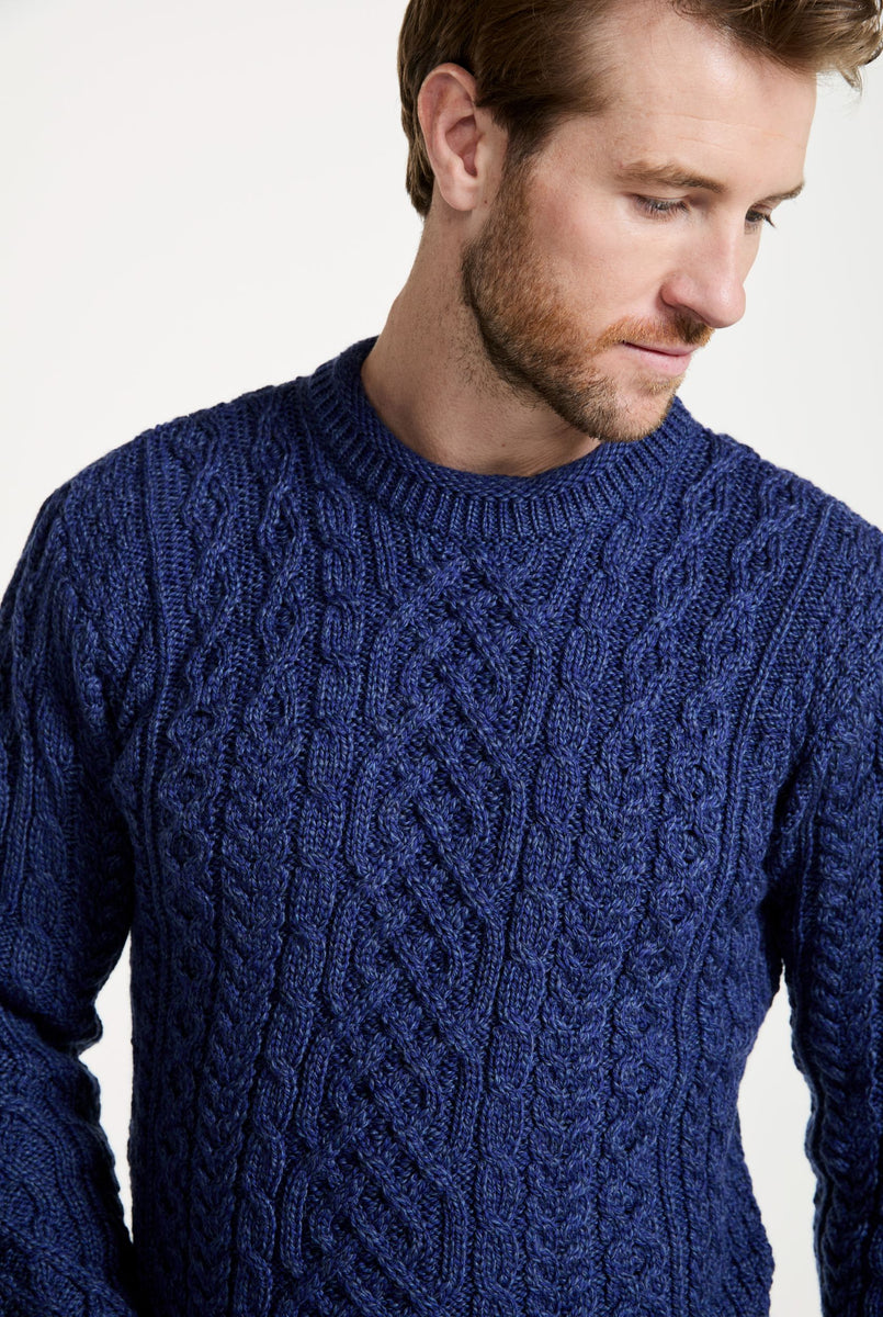 Inishturk Mens Aran Sweater - Navy | Aran Woollen Mills