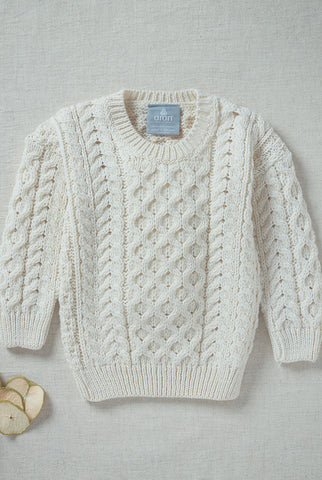 Lir Traditional Children's Aran Sweater - Cream