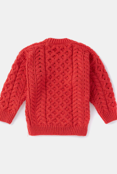 Lir Traditional Children's Aran Sweater - Coral