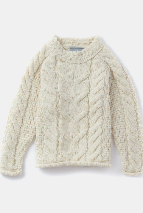 Pull torsadé pour enfant Listowel Óg - Crème