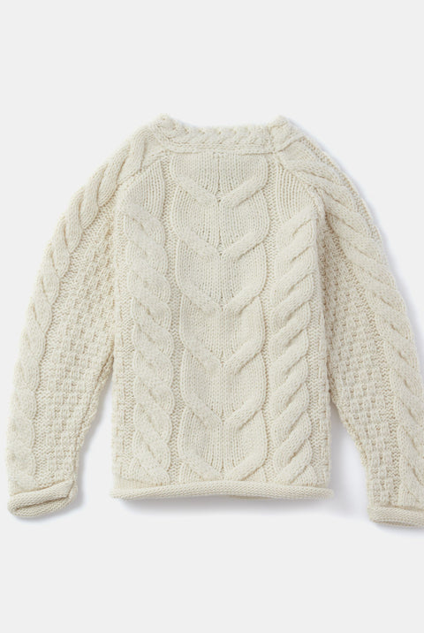 Listowel Óg Kinder-Zopfpullover - Creme