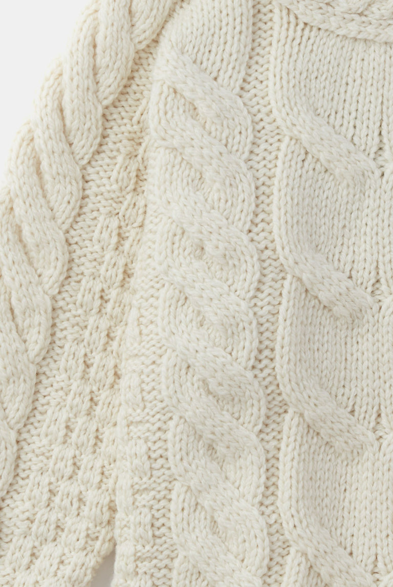 Listowel Óg Childrens Cable Sweater - Cream