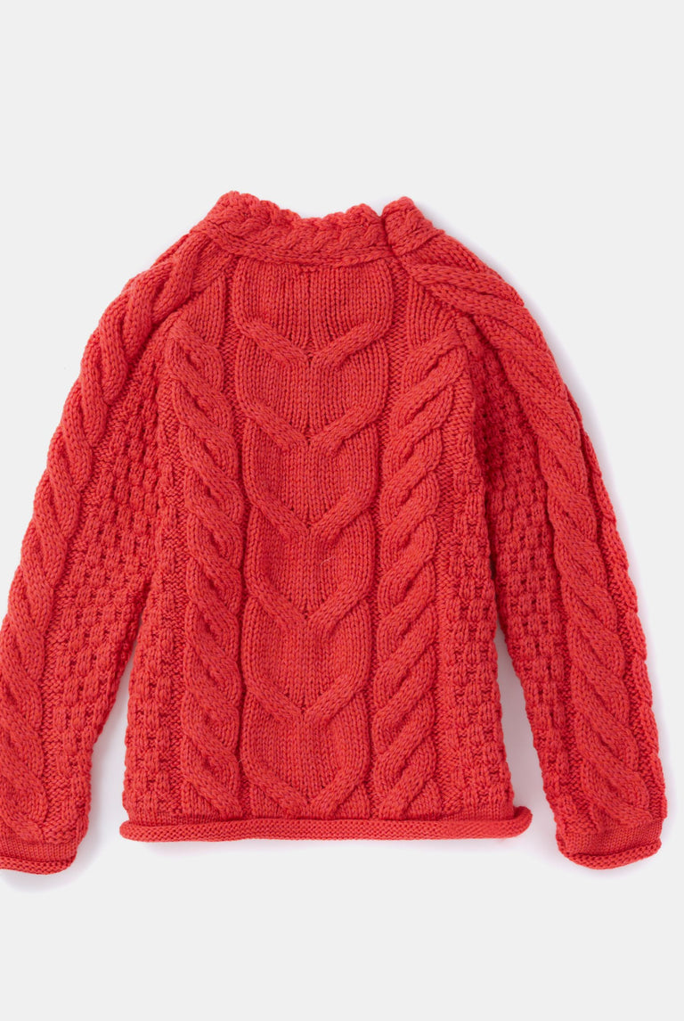 Pull torsadé pour enfant Listowel Óg - Rouge