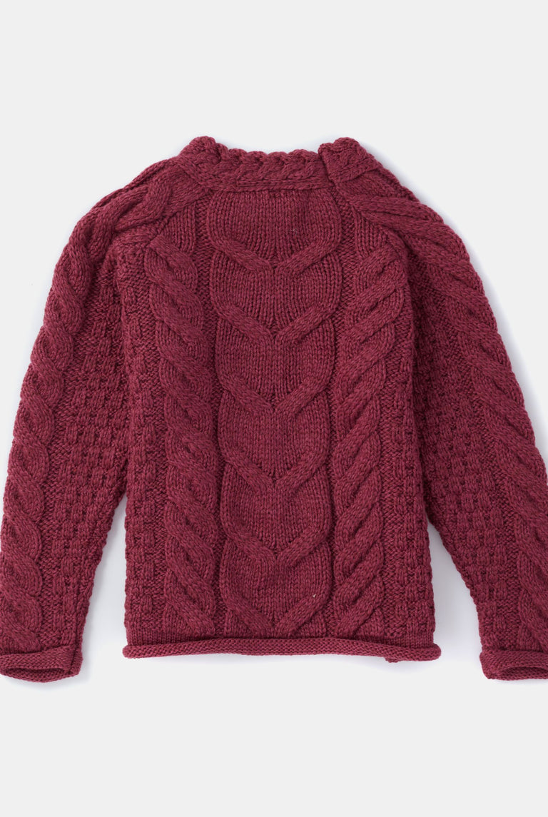 Listowel Óg Childrens Cable Sweater - Berry