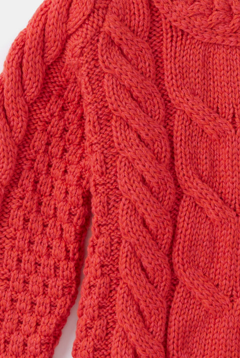 Pull torsadé pour enfant Listowel Óg - Rouge