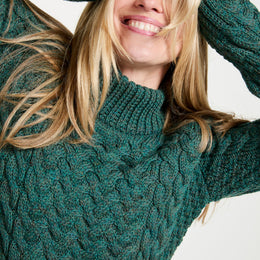Pull col rond en laine mérinos Aran pour femme de Knightstown - Vert