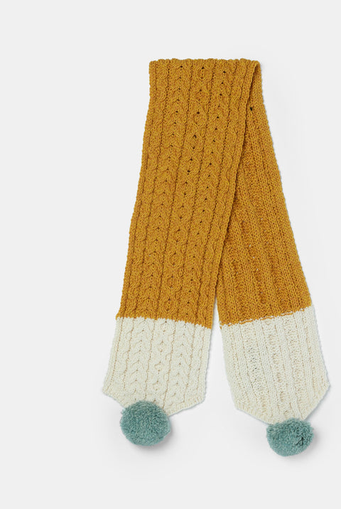 Siamsa Aran Scarf with Pom Pom - Buí