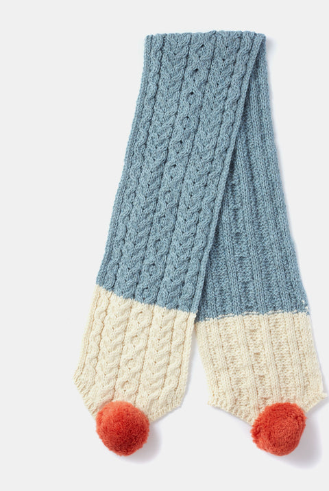 Siamsa Aran Scarf with Pom Pom -Gorm