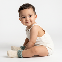 Trá Beag Baby Merino AranSock - Écume de mer
