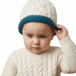 Chapeau Trá Beag Baby Aran - Sarcelle