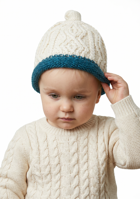 Trá Beag Baby Aran Hat - Teal