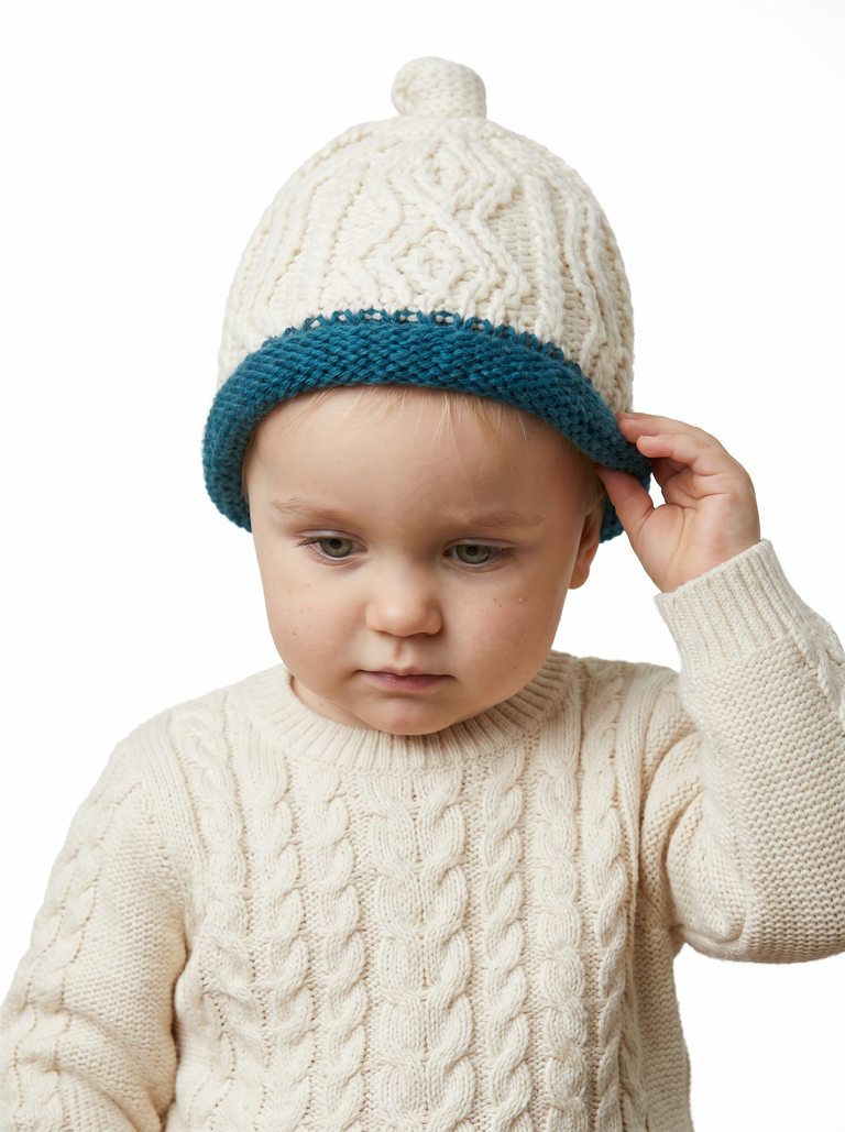 Chapeau Trá Beag Baby Aran - Sarcelle