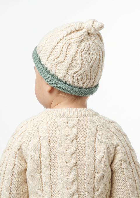 Trá Beag Baby Merino Aran Hat - Seafoam