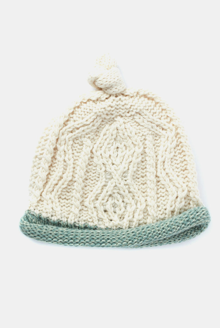 Trá Beag Baby Aran Hat - Seafoam