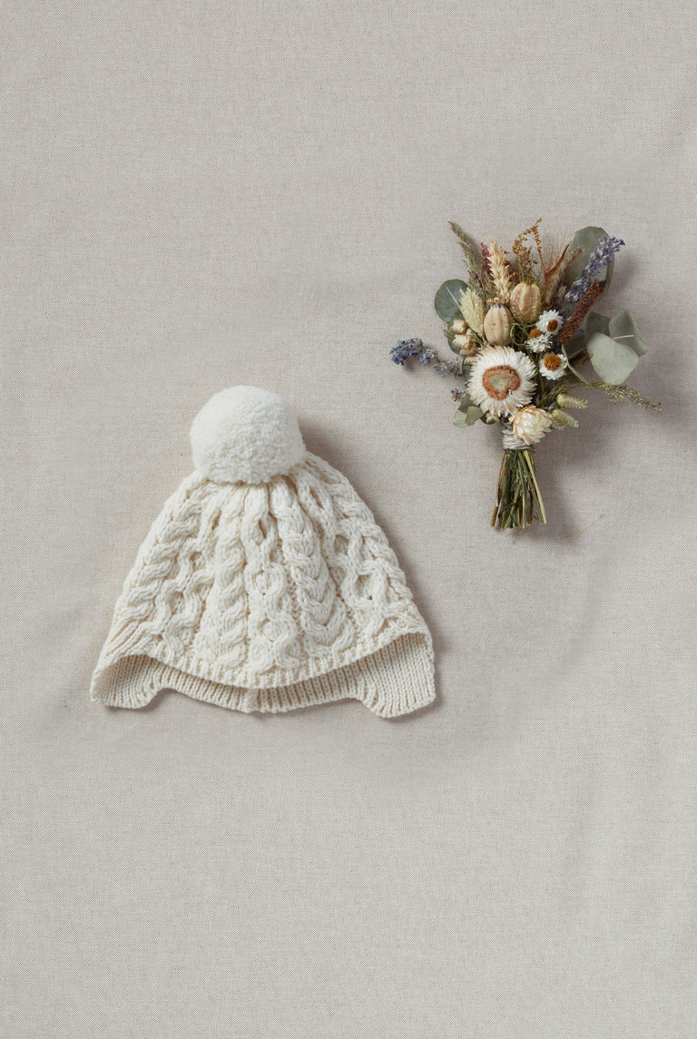 Finny Children’s Aran Hat with Pom Pom - Cream