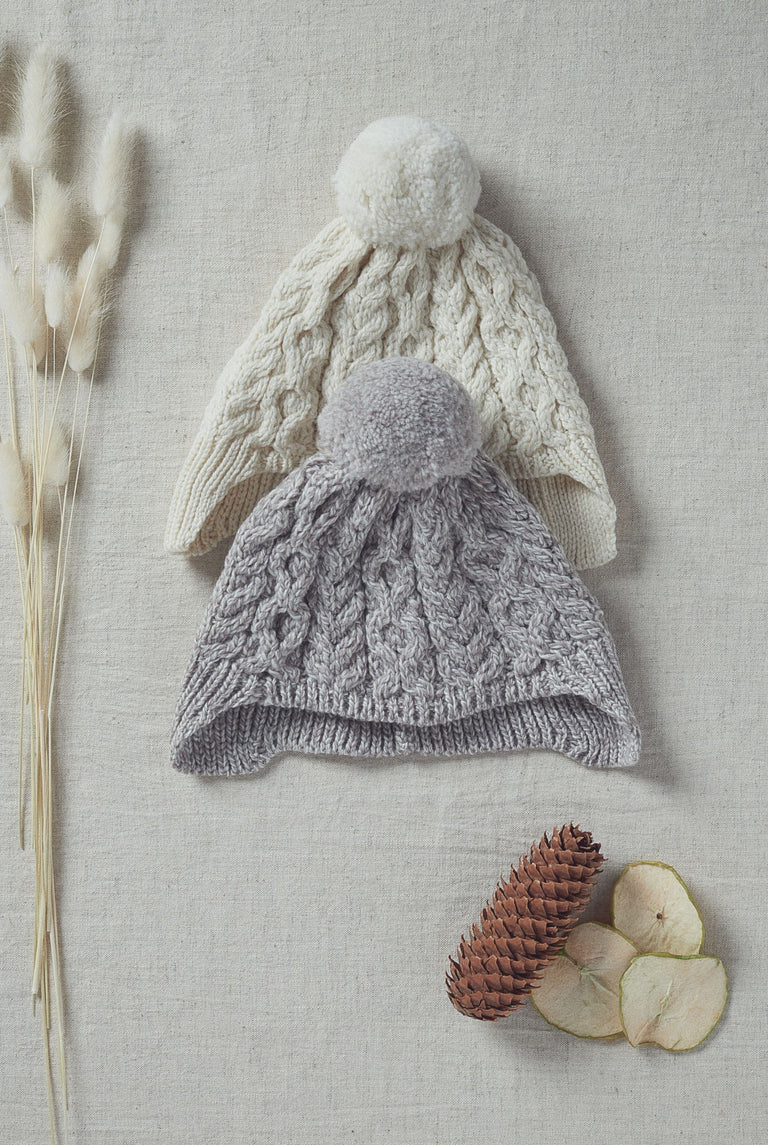 Finny Children’s Aran Hat with Pom Pom - Cream