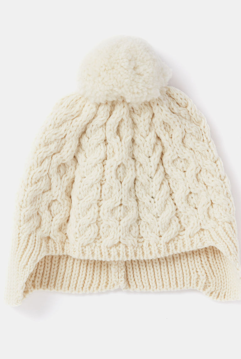 Finny Children’s Aran Hat with Pom Pom - Cream