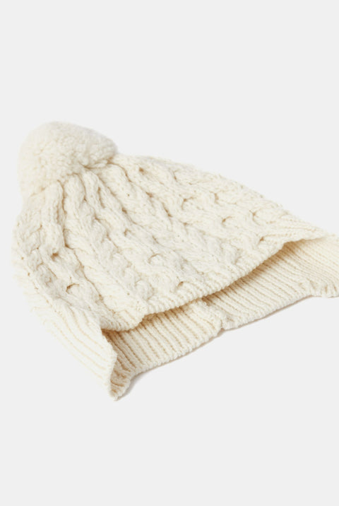 Finny Children’s Aran Hat with Pom Pom - Cream