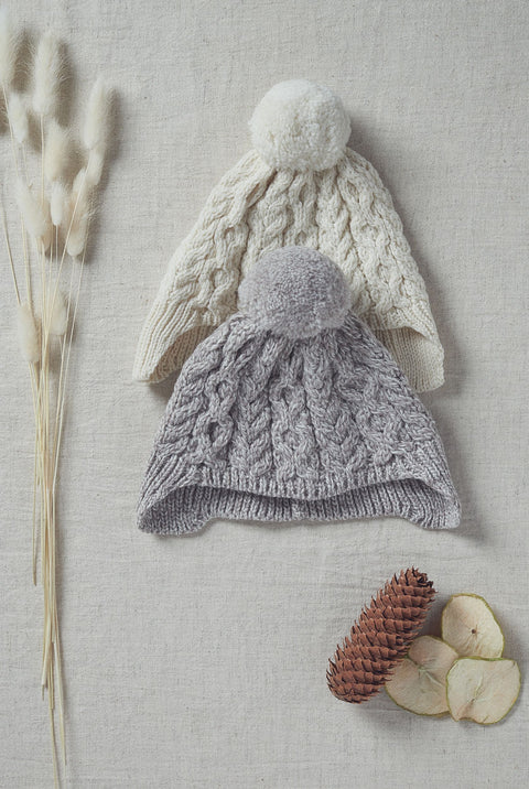 Finny Children’s Aran Hat with Pom Pom - Oat