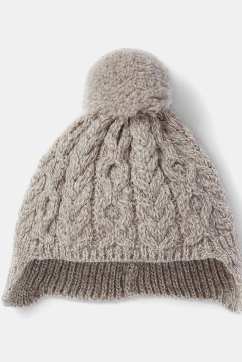 Finny Children’s Aran Hat with Pom Pom - Oat