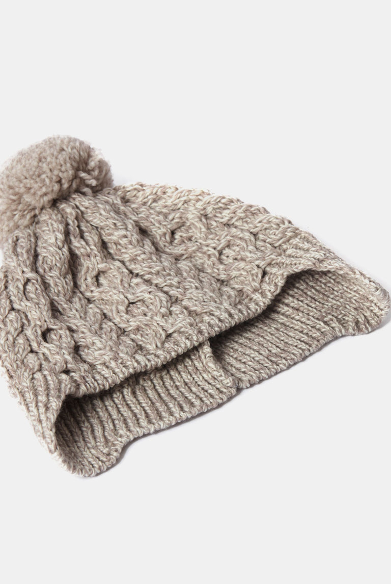 Finny Children’s Aran Hat with Pom Pom - Oat