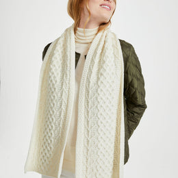 Kilconnell Plaited Aran scarf -  Cream