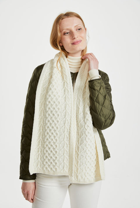 Kilconnell Plaited Aran scarf -  Cream