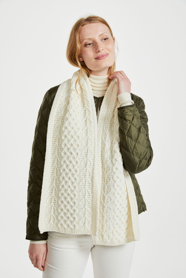 Kilconnell Geflochtener Aran-Schal - Creme