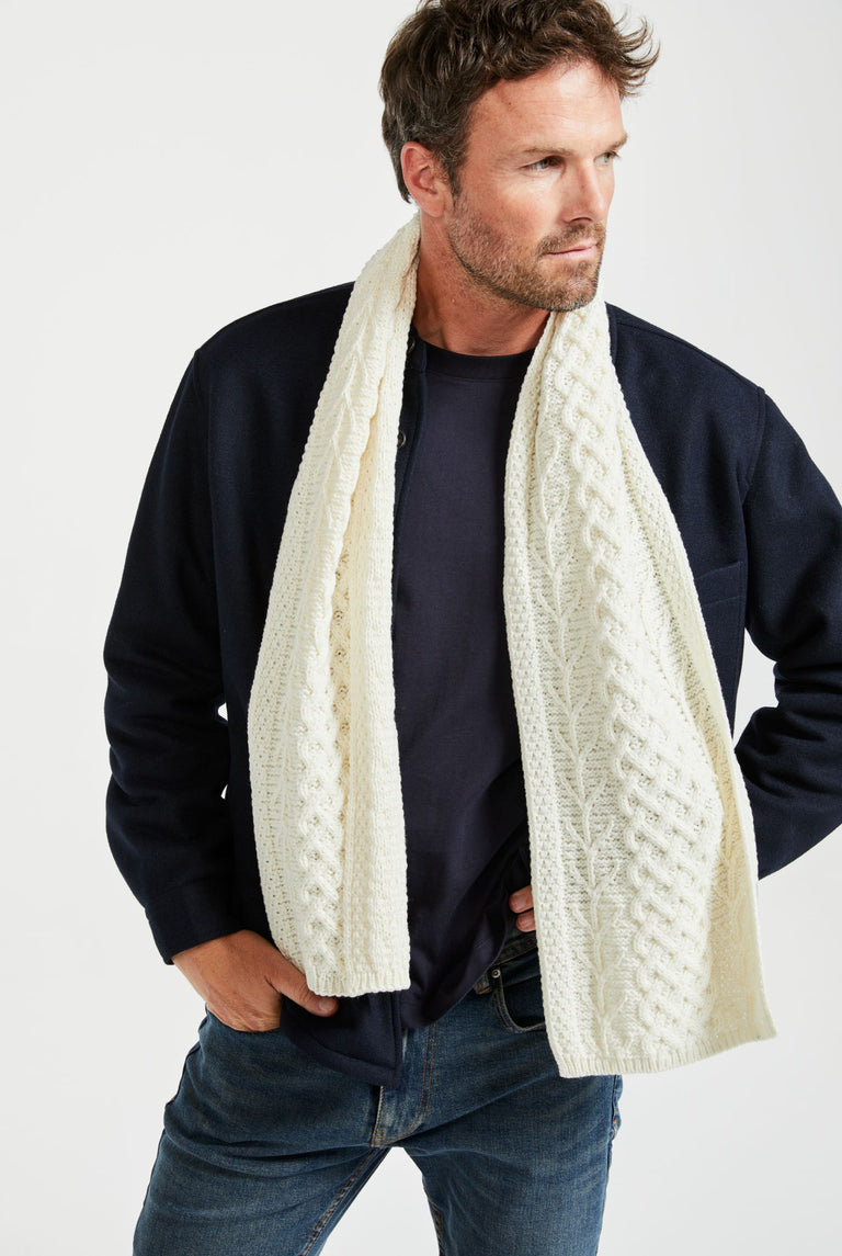 Kilconnell Plaited Aran scarf -  Cream