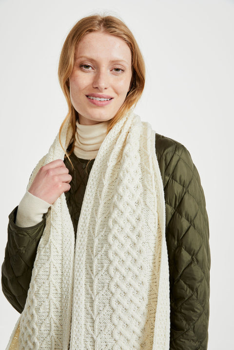 Kilconnell Geflochtener Aran-Schal - Creme