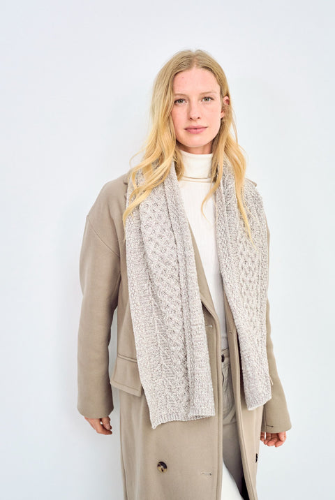 Kilconnell Plaited Aran scarf -  Oat