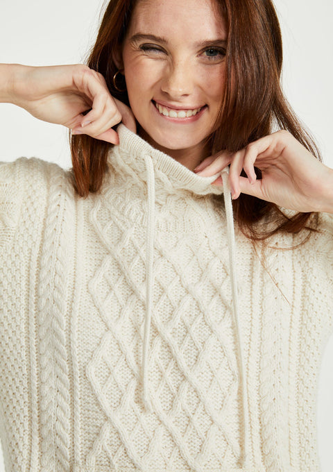 women's sweater,  Aran wool, merino wool, made in Ireland, Irish sweater, sweater for women, knitwear, cream sweater 