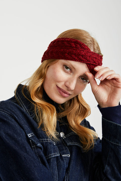 Tonroe Aran Crossover Headband - Rua Red