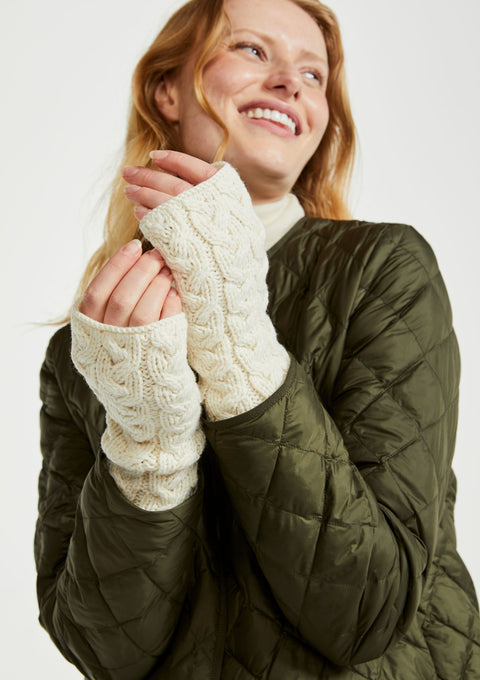 Fingerless Gloves, made in Ireland, merino wool, wool gloves, Mittens,aran gloves, Ireland, ladies gloves,cream