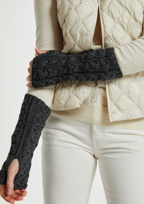 Fingerless Gloves, made in Ireland, merino wool, wool gloves, Mittens,aran, Ireland, ladies' gloves, grey