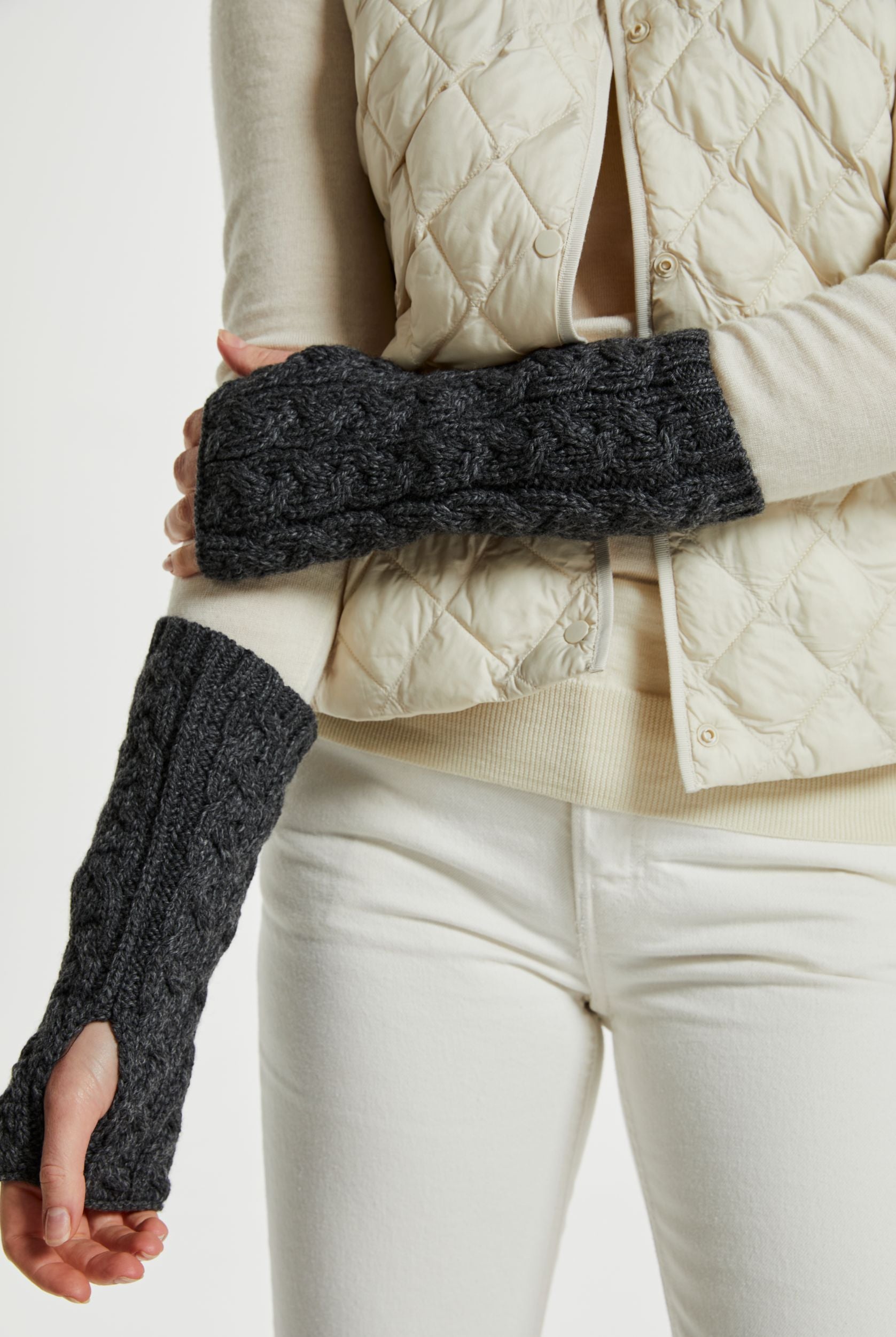 fingerlose handschuhe fäustlinge Rosmore Aran Fingerlose Fäustlinge