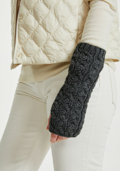 Fingerless Gloves, made in Ireland, merino wool, wool gloves, Mittens,aran gloves, Ireland, ladies' gloves ,grey