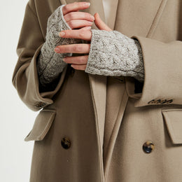 Rosmore Aran Fingerless Mittens - Oat