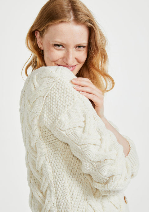 Merino Wool sweater, made in Ireland, wool jumper, knitwear, cardigan, Ireland,aran sweater, Buttoned sweater wool cardigan, V Neck,cream 