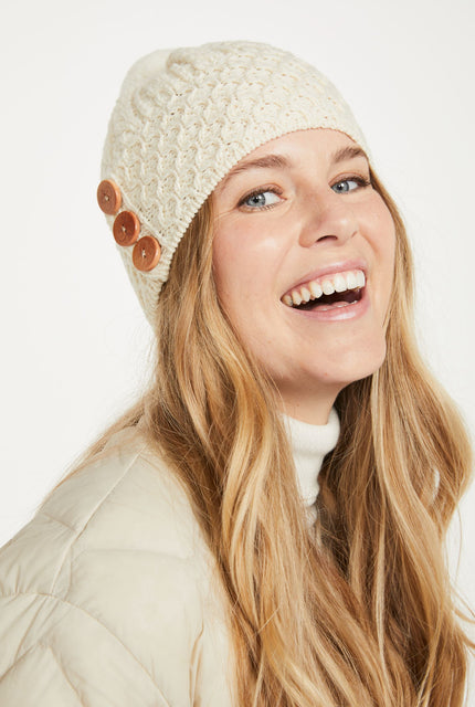 Ladies' hat, merino wool, wool hats,aran, knitwear, made in Ireland, Hat & Scarf, gift, oat, Ireland, pom pom